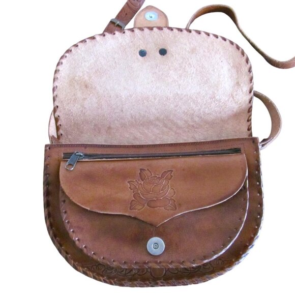 Vintage Handmade Tooled Leather Shoulder bag - Picture 6 of 8